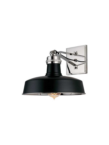 Hudson Falls Sconce in Black/Polished Nickel.